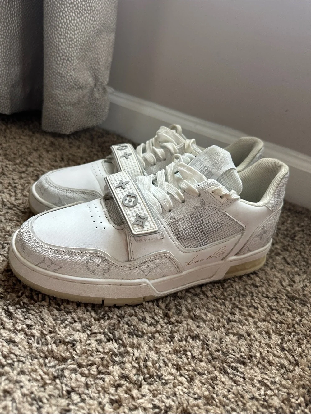 Louis Vuitton White Leather Strap Sneakers - Picture 6 of 6